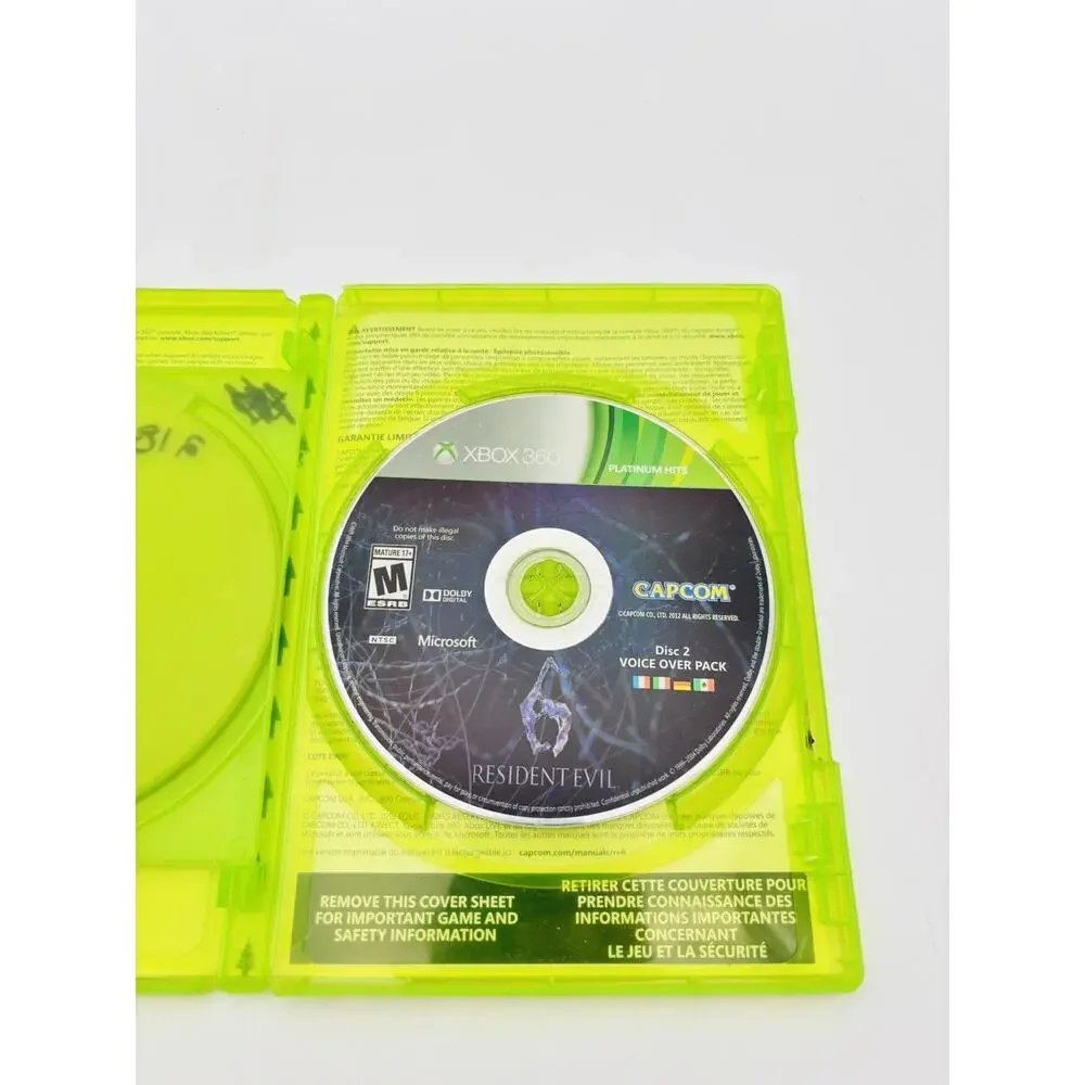 Resident Evil 6 (Microsoft Xbox 360, 2012) No Manual Tested Working VG Condition